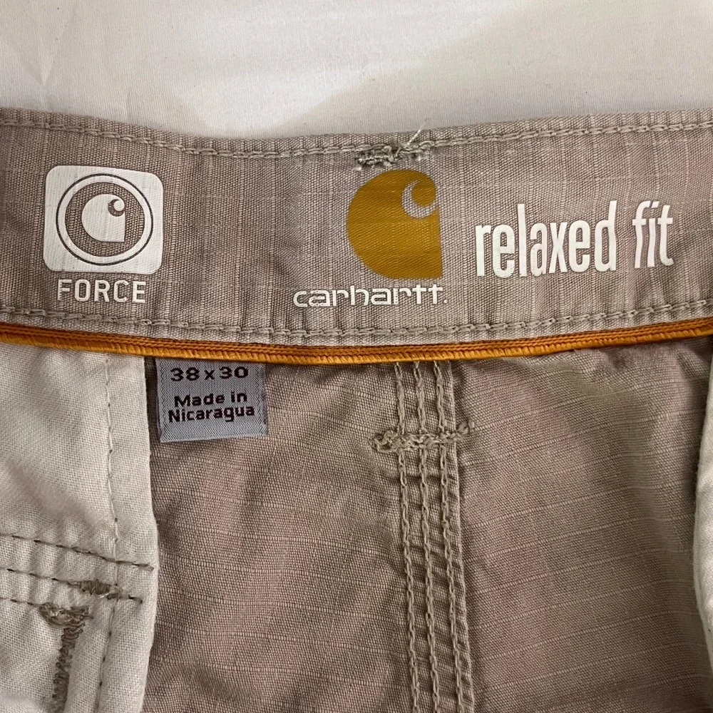 Carhartt Relaxed Fit Beige Canvas Cargo Pants Mens 38 Beige Work Utility Outdoor